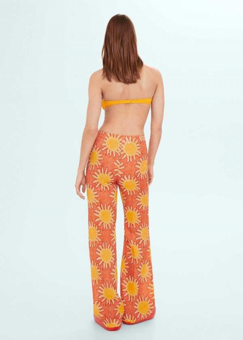 Mango Printed Linen Wideleg Pants | MNG-24340