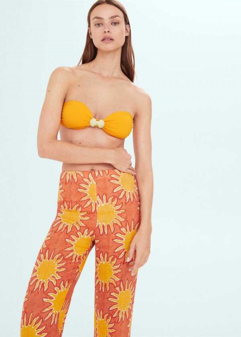 Mango Printed Linen Wideleg Pants | MNG-24340