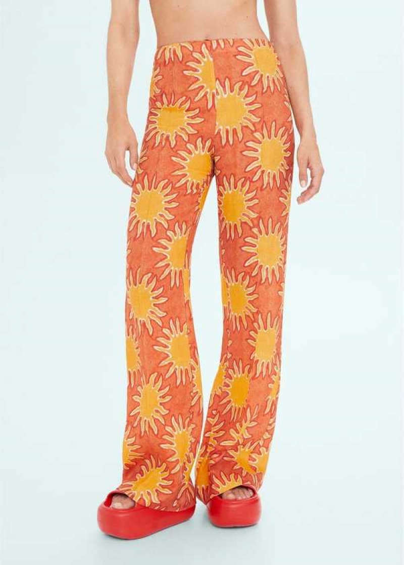 Mango Printed Linen Wideleg Pants | MNG-24340