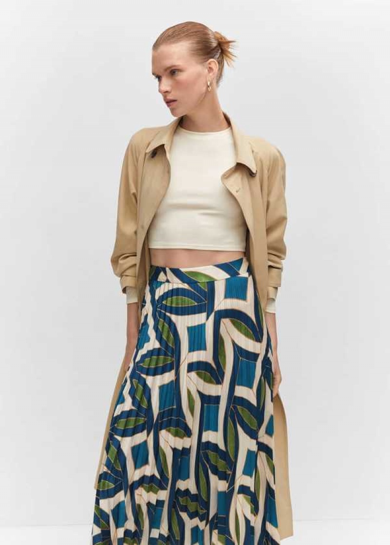 Mango Printed Plisovaný Skirt | MNG-24121