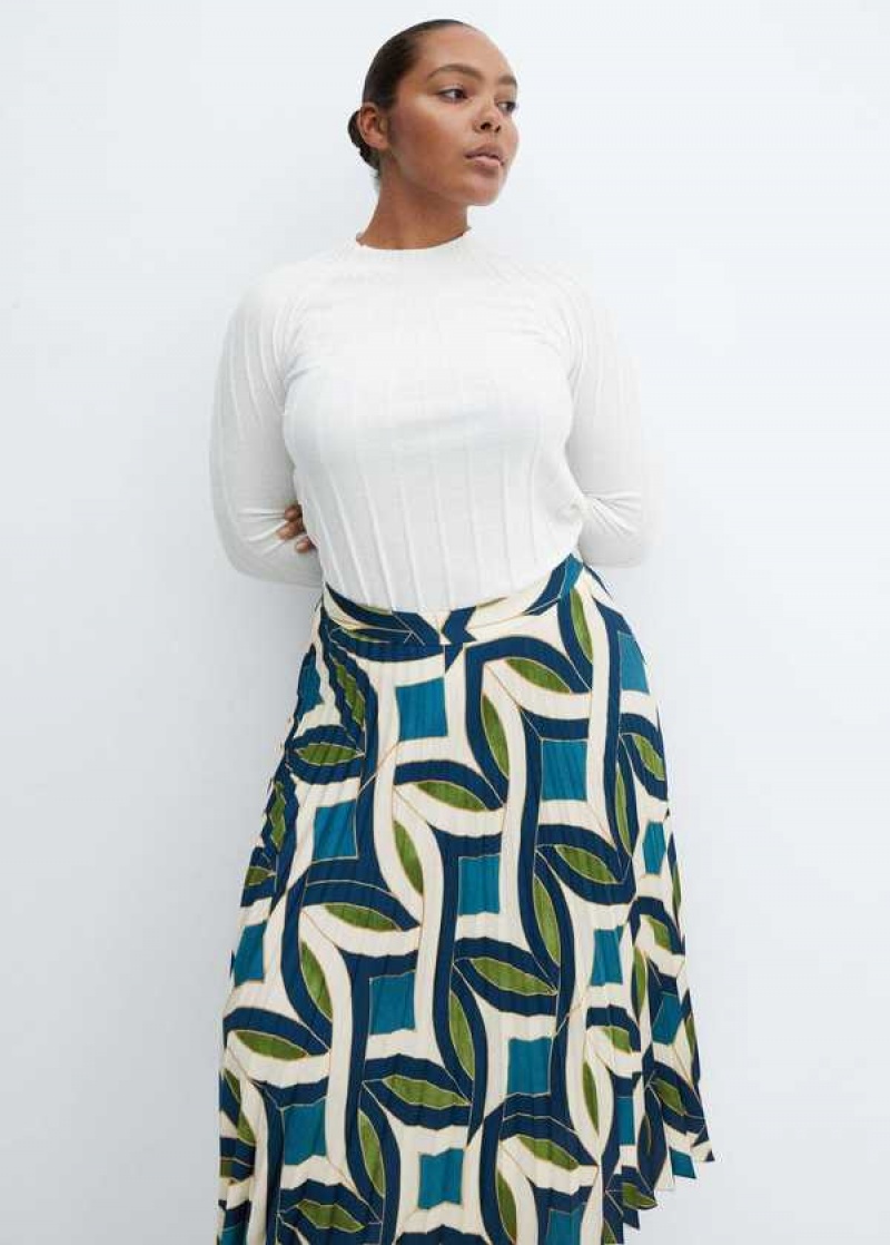 Mango Printed Plisovaný Skirt | MNG-24121