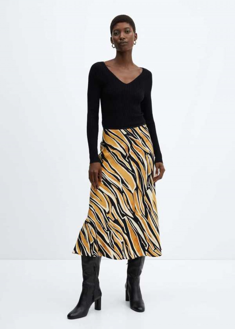 Mango Printed Satin Skirt | MNG-24160