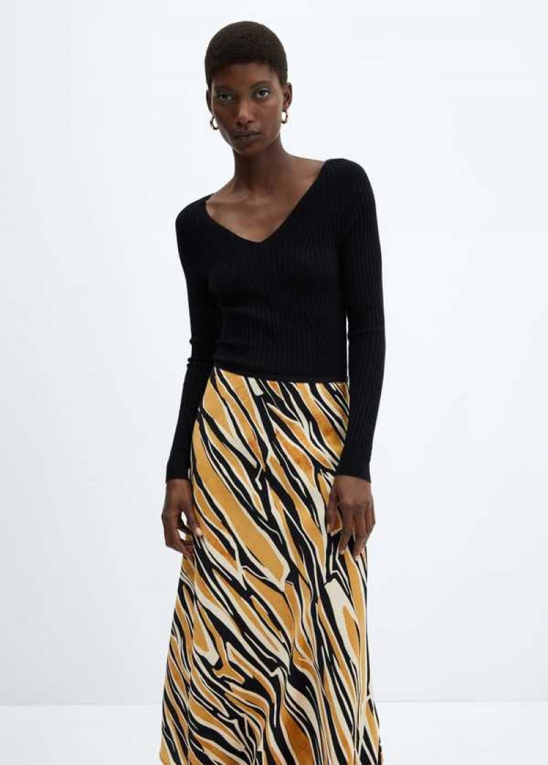 Mango Printed Satin Skirt | MNG-24160