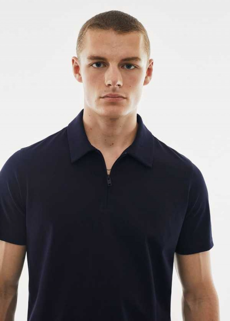 Mango Prodyšný Bavlněné Polo Shirt With Na Zip | MNG-21523