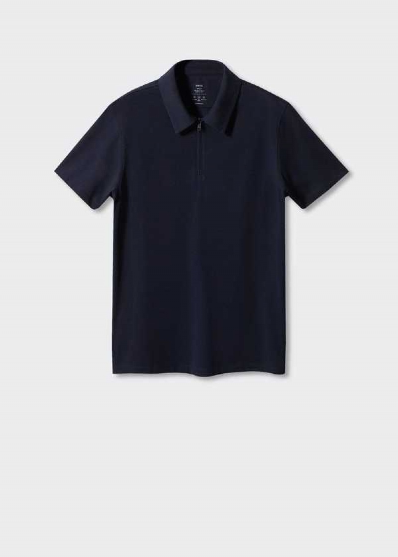 Mango Prodyšný Bavlněné Polo Shirt With Na Zip | MNG-21523