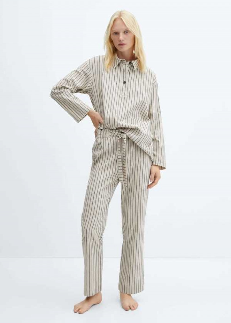 Mango Pruhovaný Bavlněné Pajama Pants | MNG-23666