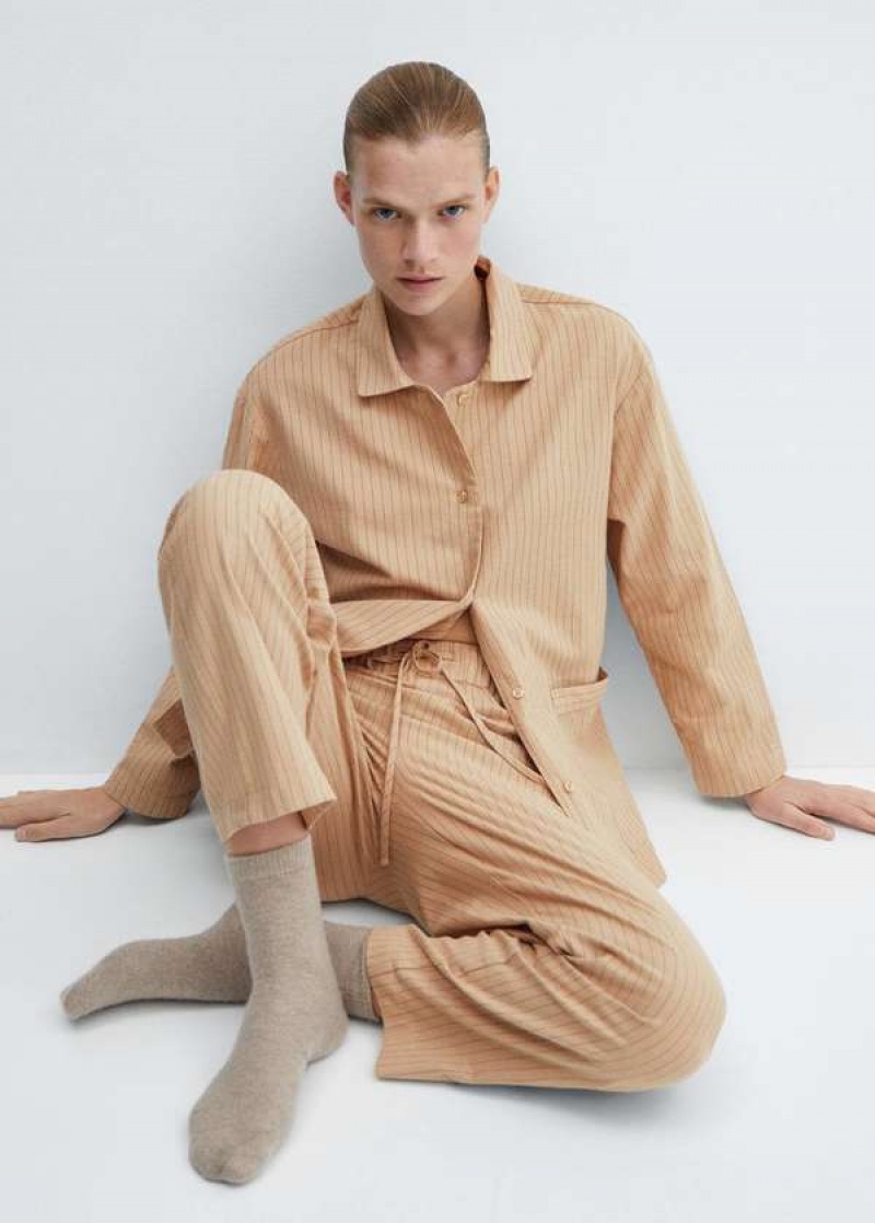 Mango Pruhovaný Bavlněné Pajama Shirt | MNG-23702