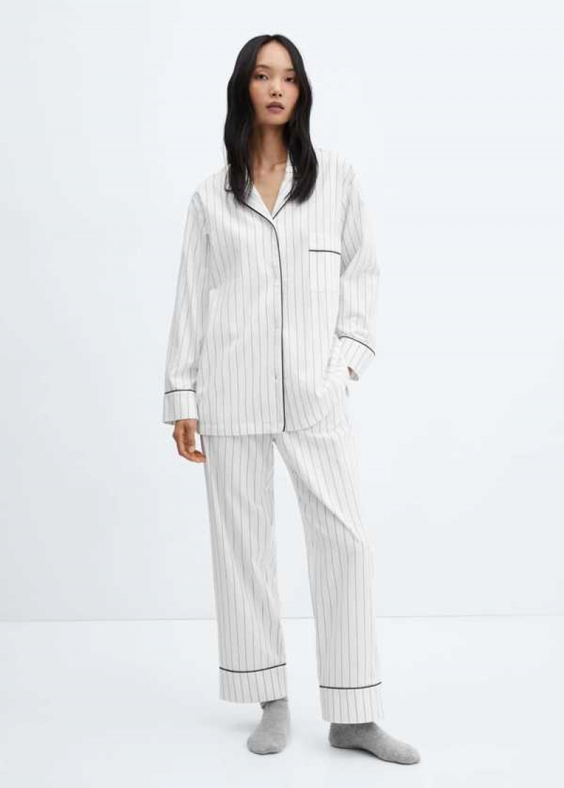 Mango Pruhovaný Bavlněné Pajama Shirt | MNG-23654