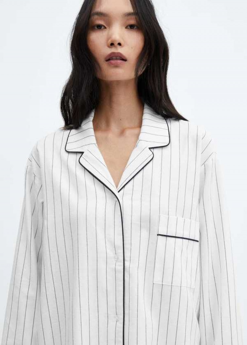 Mango Pruhovaný Bavlněné Pajama Shirt | MNG-23654