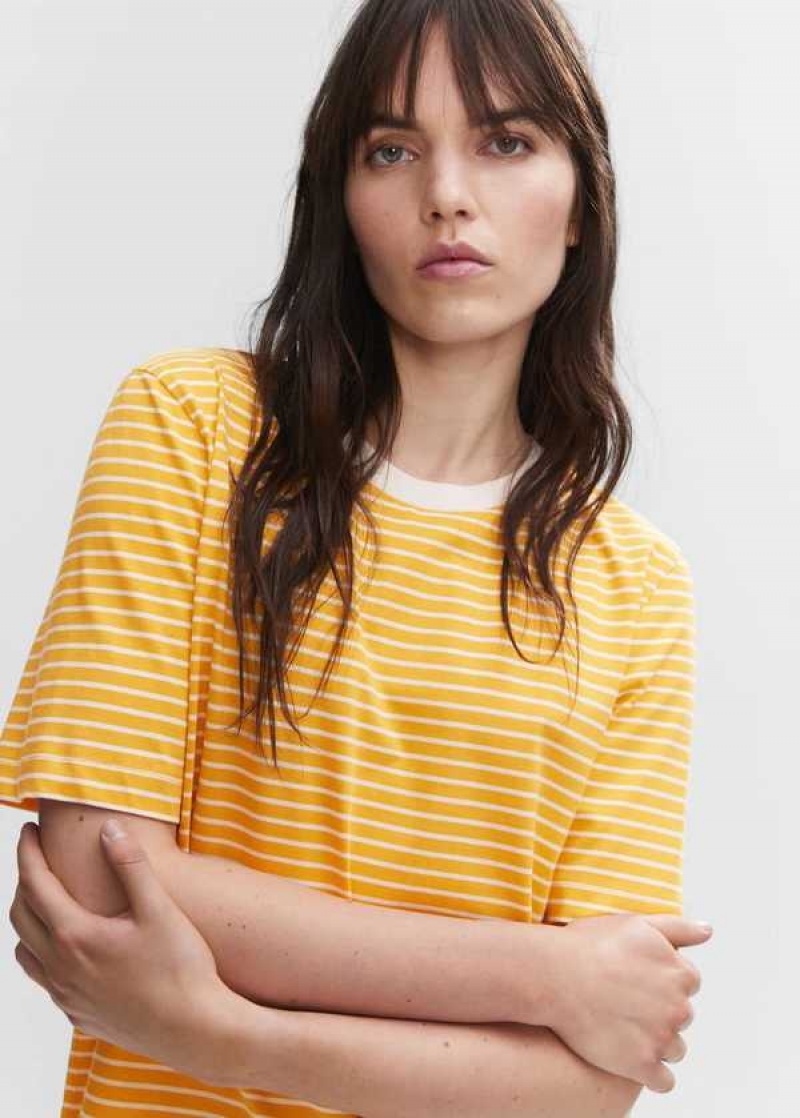 Mango Pruhovaný Bavlněné T-shirt | MNG-25040