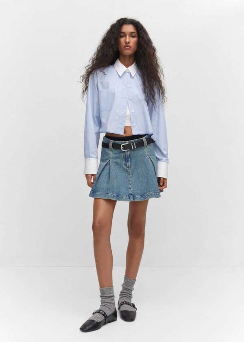 Mango Pruhovaný Cropped Shirt | MNG-25274