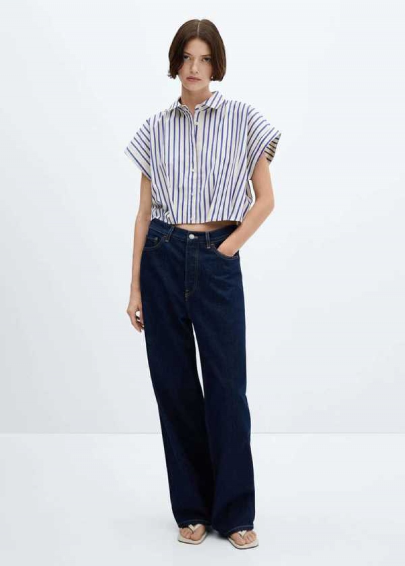 Mango Pruhovaný Cropped Shirt | MNG-25387