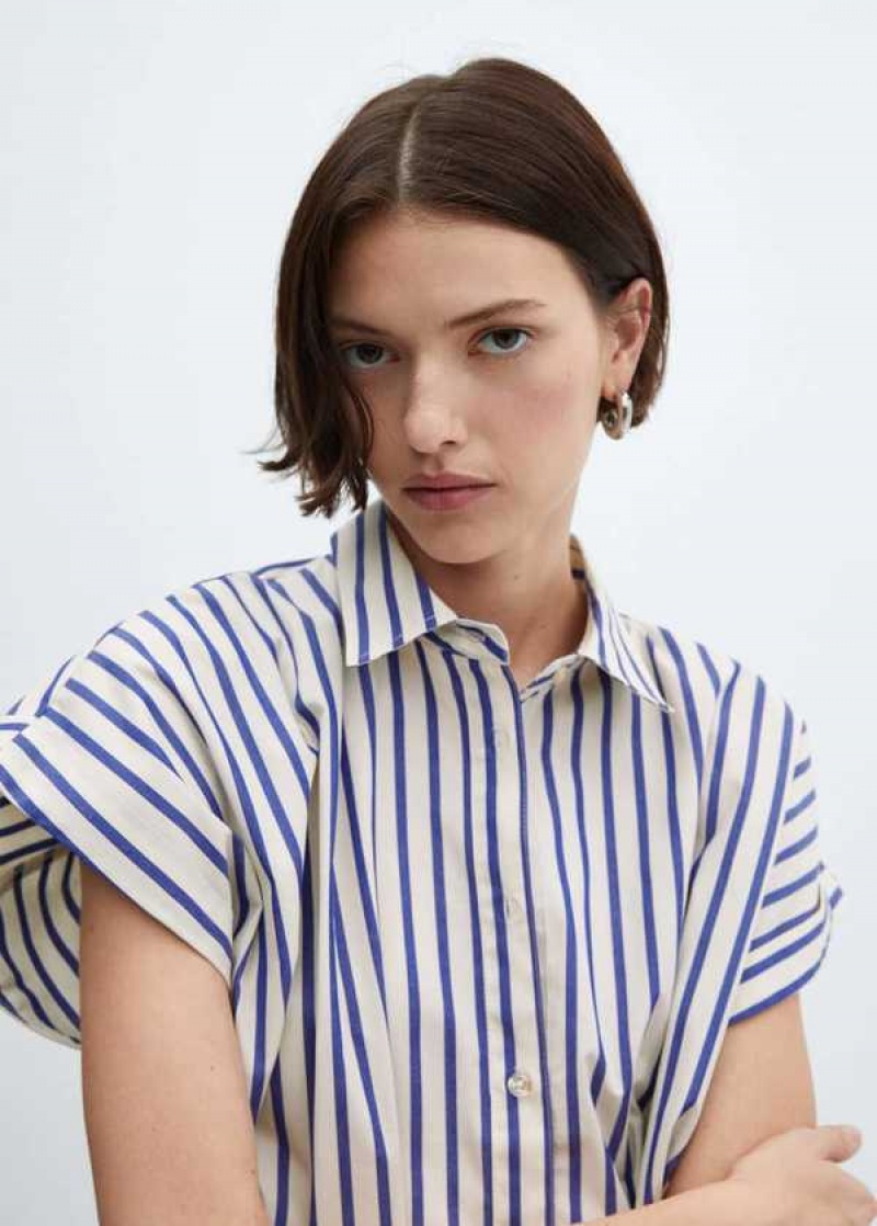 Mango Pruhovaný Cropped Shirt | MNG-25387