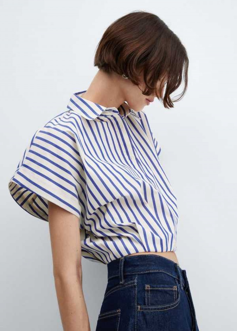 Mango Pruhovaný Cropped Shirt | MNG-25387