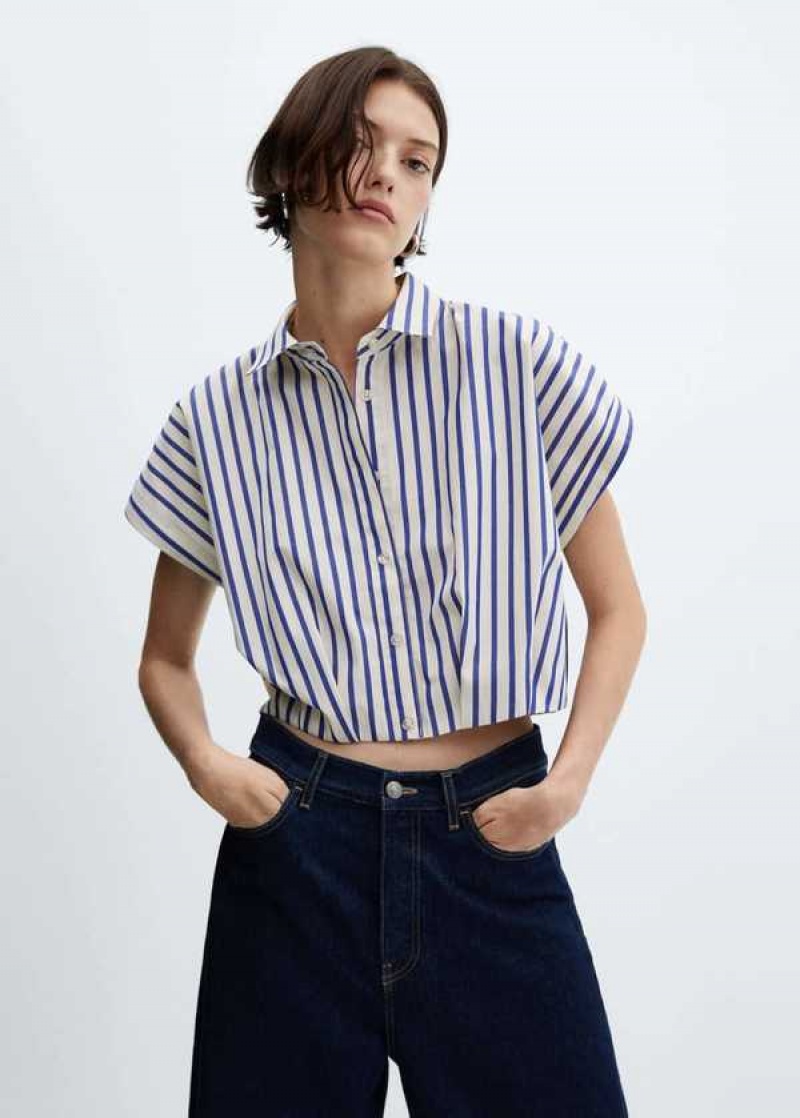 Mango Pruhovaný Cropped Shirt | MNG-25387