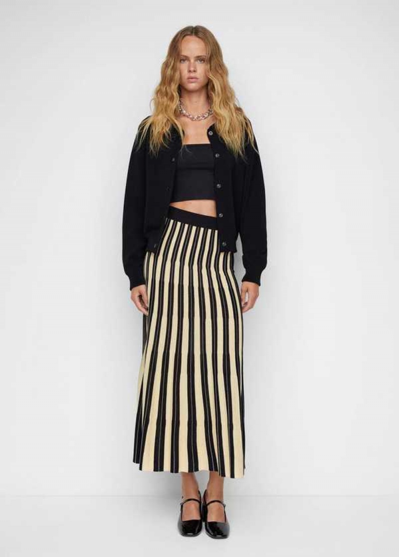 Mango Pruhovaný Pletené Skirt | MNG-24139