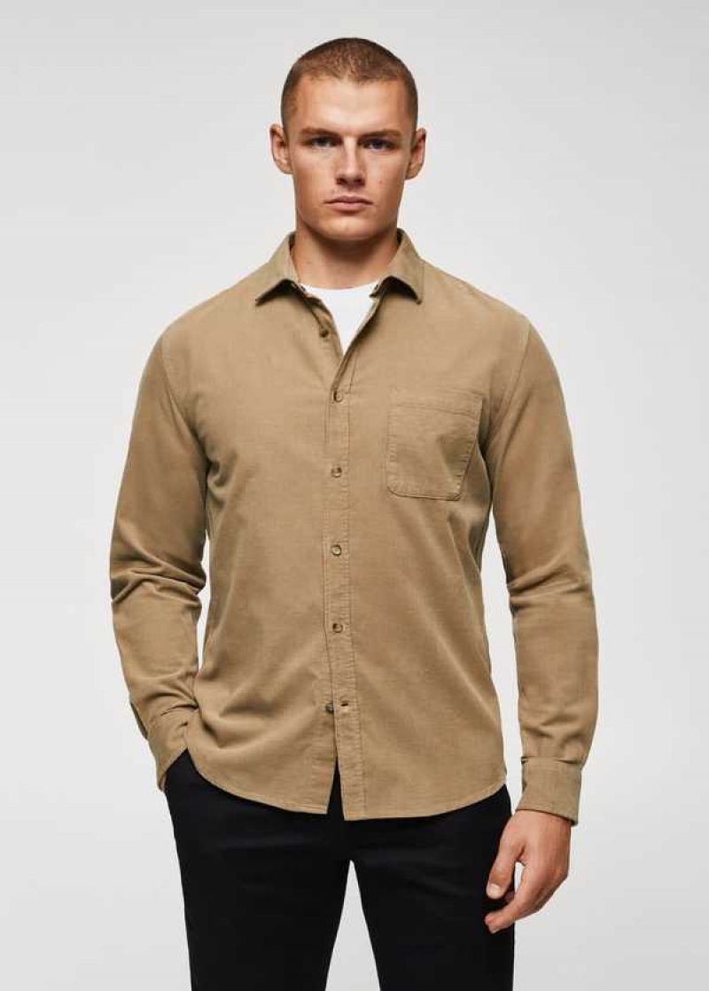 Mango Regular Fit Micro Corduroy Shirt | MNG-22105