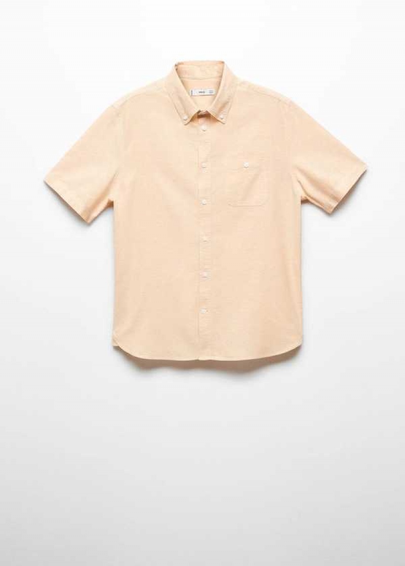 Mango Regular-fit Krátké-sleeved Oxford Shirt | MNG-22186