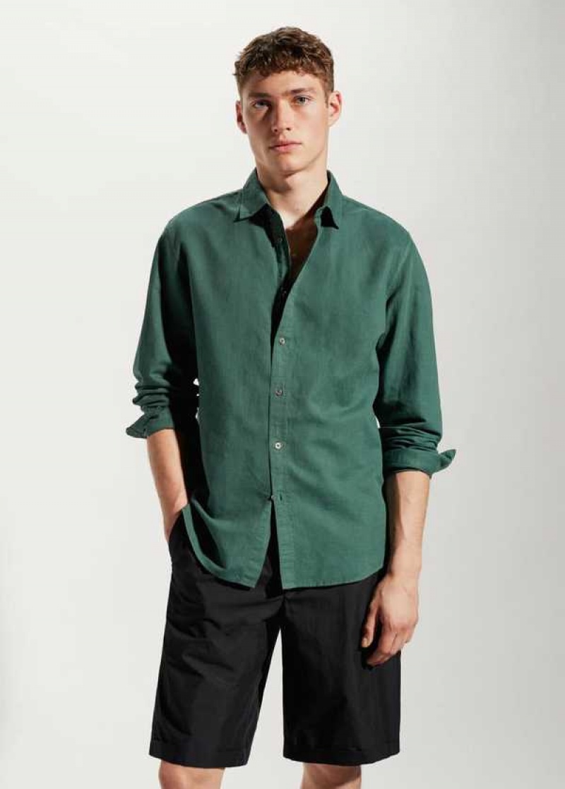 Mango Regular-fit Linen Bavlněné Shirt | MNG-22056