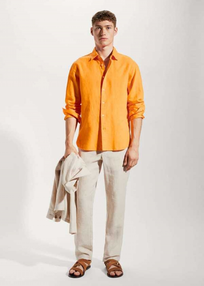 Mango Regular-fit Linen Bavlněné Shirt | MNG-22055