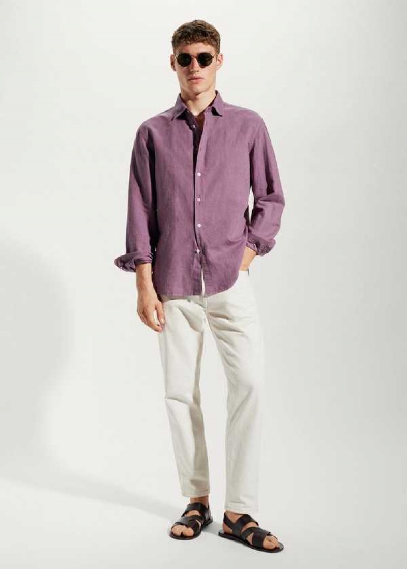 Mango Regular-fit Linen Bavlněné Shirt | MNG-22054