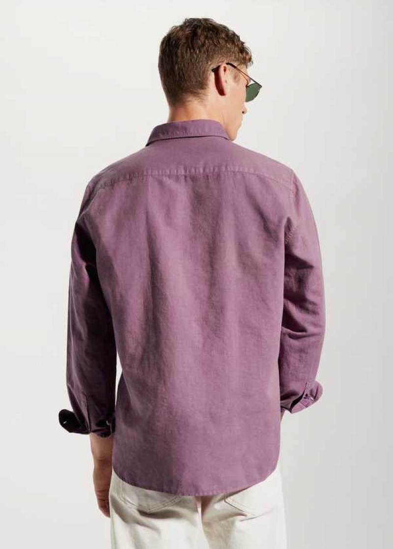 Mango Regular-fit Linen Bavlněné Shirt | MNG-22054