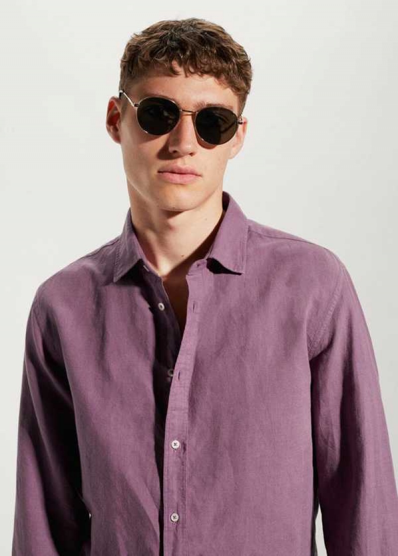 Mango Regular-fit Linen Bavlněné Shirt | MNG-22054