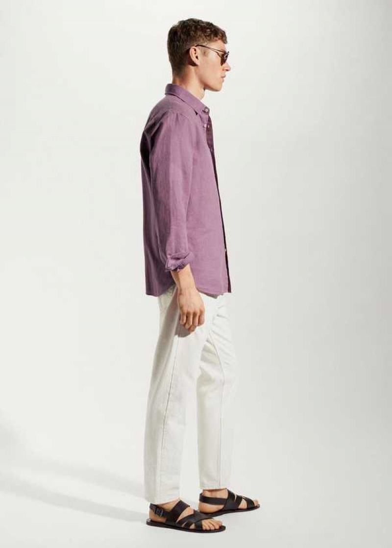 Mango Regular-fit Linen Bavlněné Shirt | MNG-22054