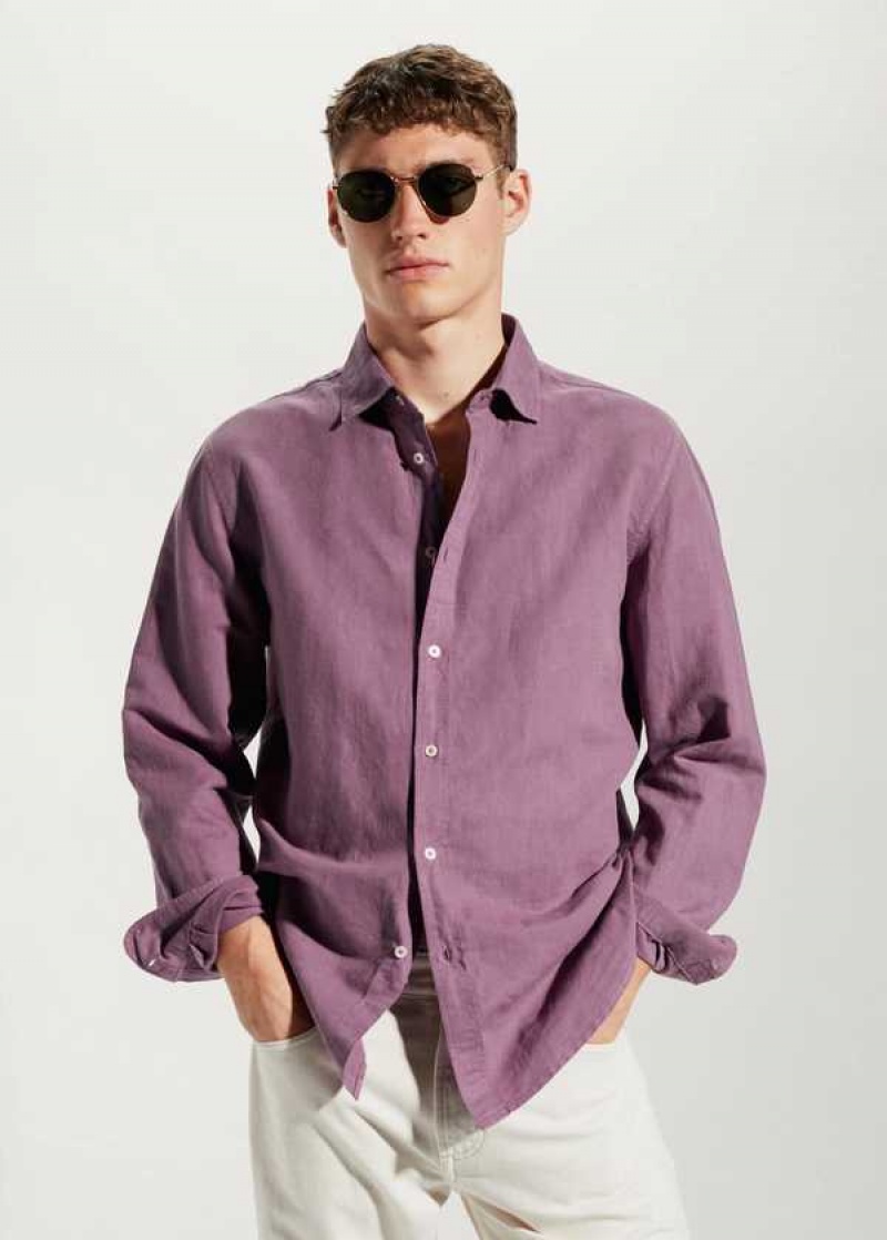 Mango Regular-fit Linen Bavlněné Shirt | MNG-22054