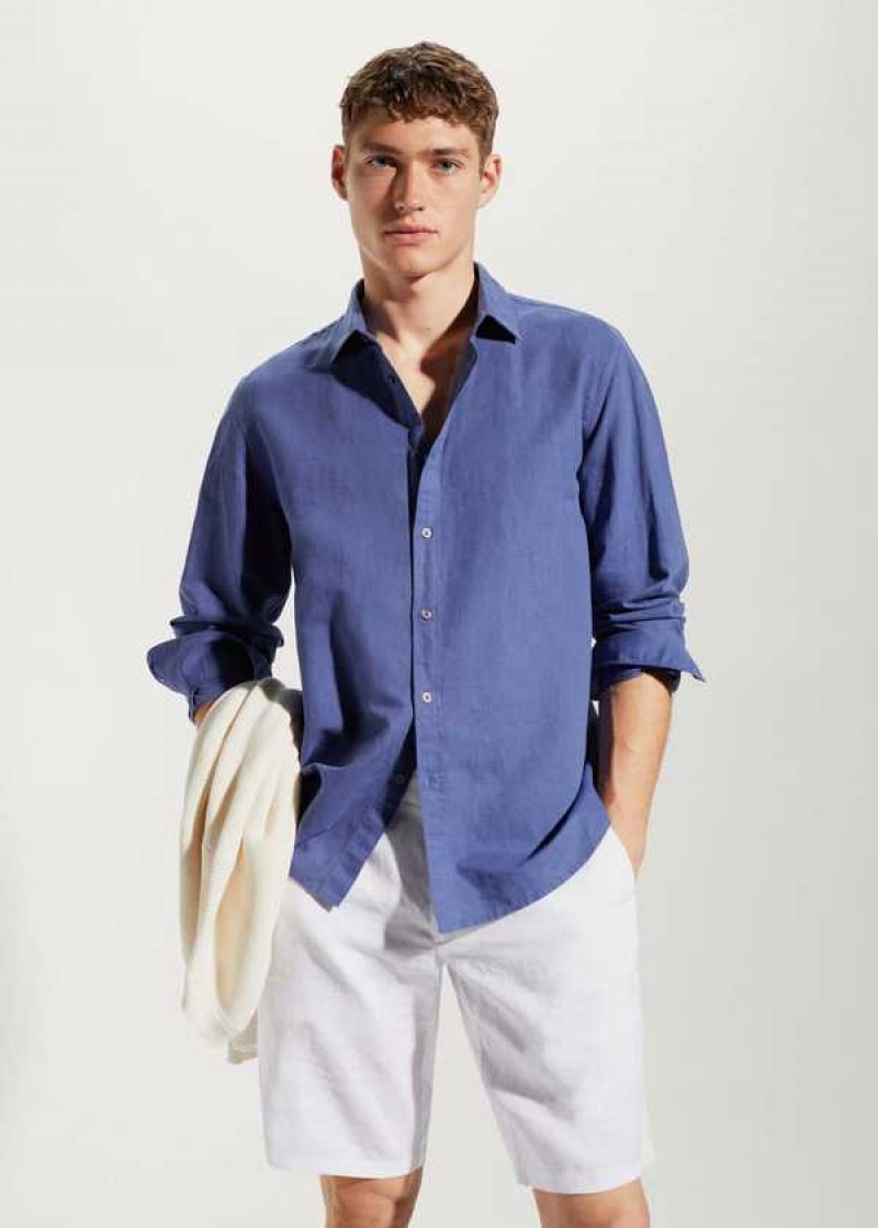 Mango Regular-fit Linen Bavlněné Shirt | MNG-21958