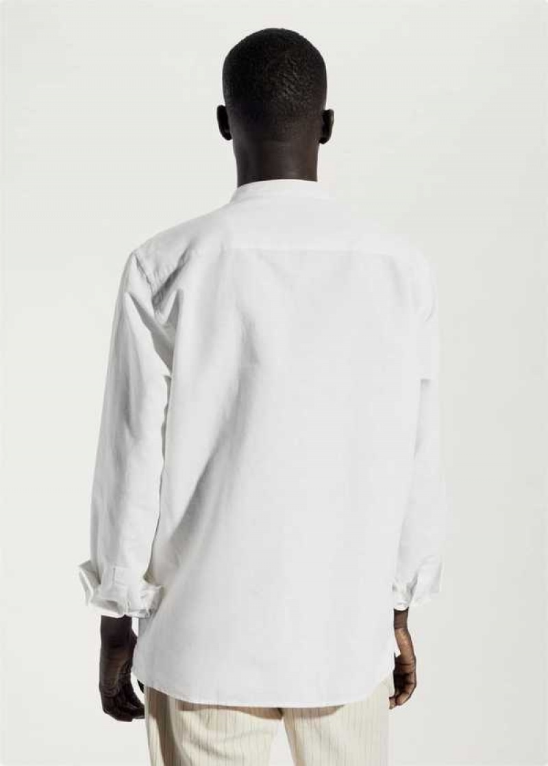 Mango Regular-fit Linen Shirt With Mao Collar | MNG-22007