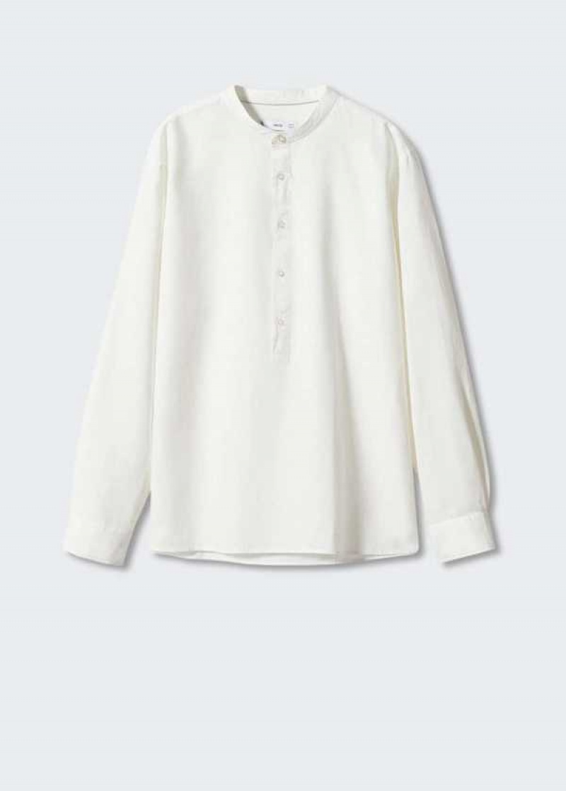 Mango Regular-fit Linen Shirt With Mao Collar | MNG-22007