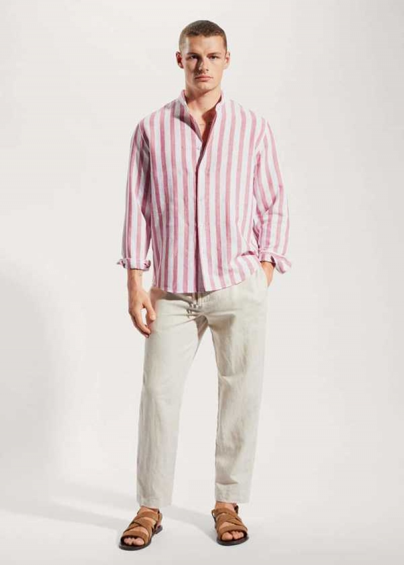 Mango Regular-fit Pruhovaný Linen Shirt | MNG-22024