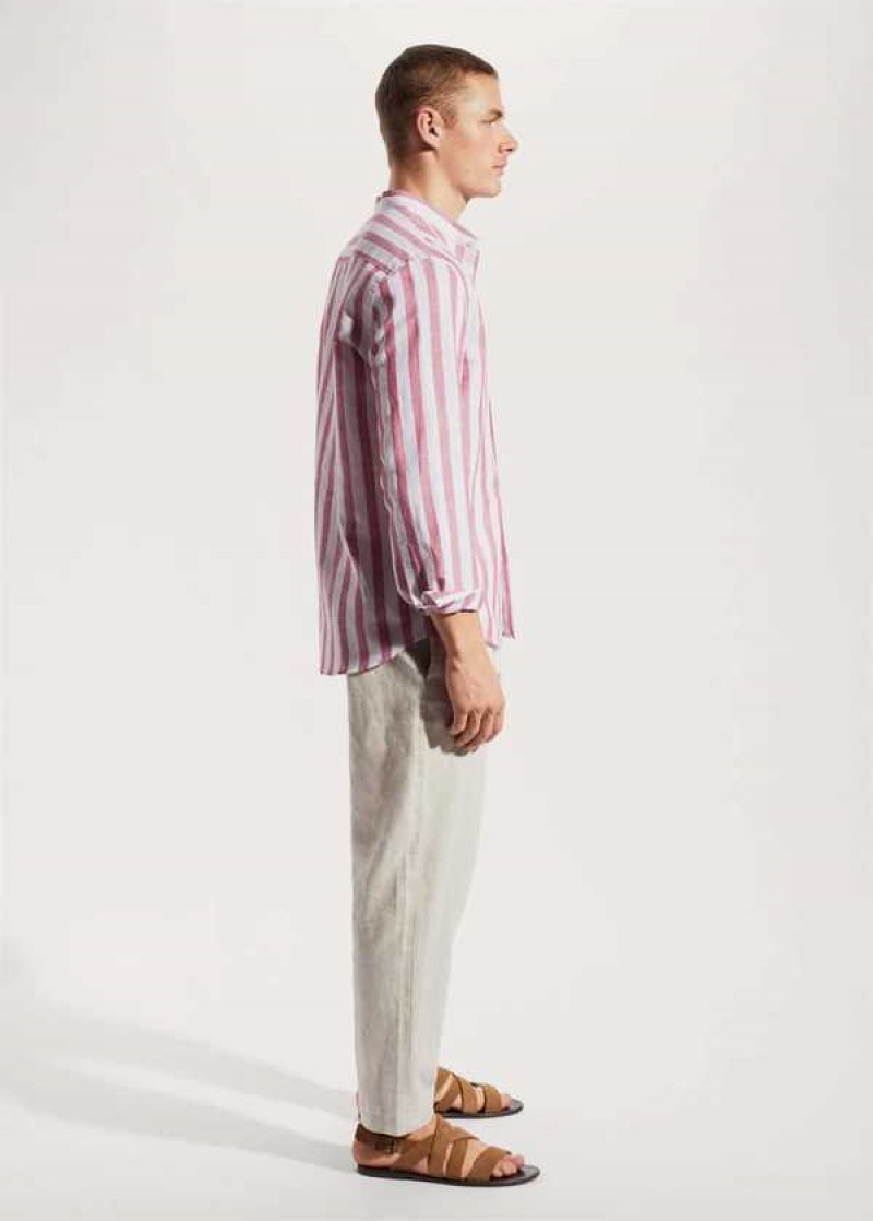 Mango Regular-fit Pruhovaný Linen Shirt | MNG-22024