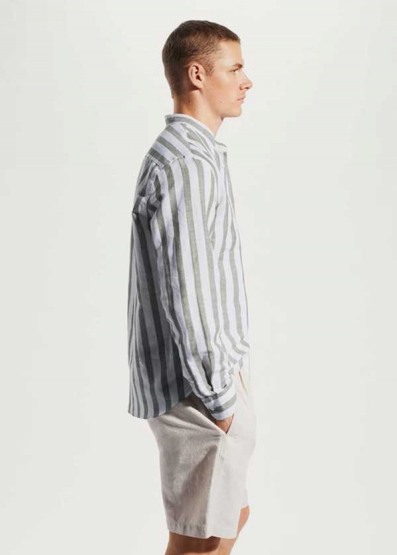 Mango Regular-fit Pruhovaný Linen Shirt | MNG-21999