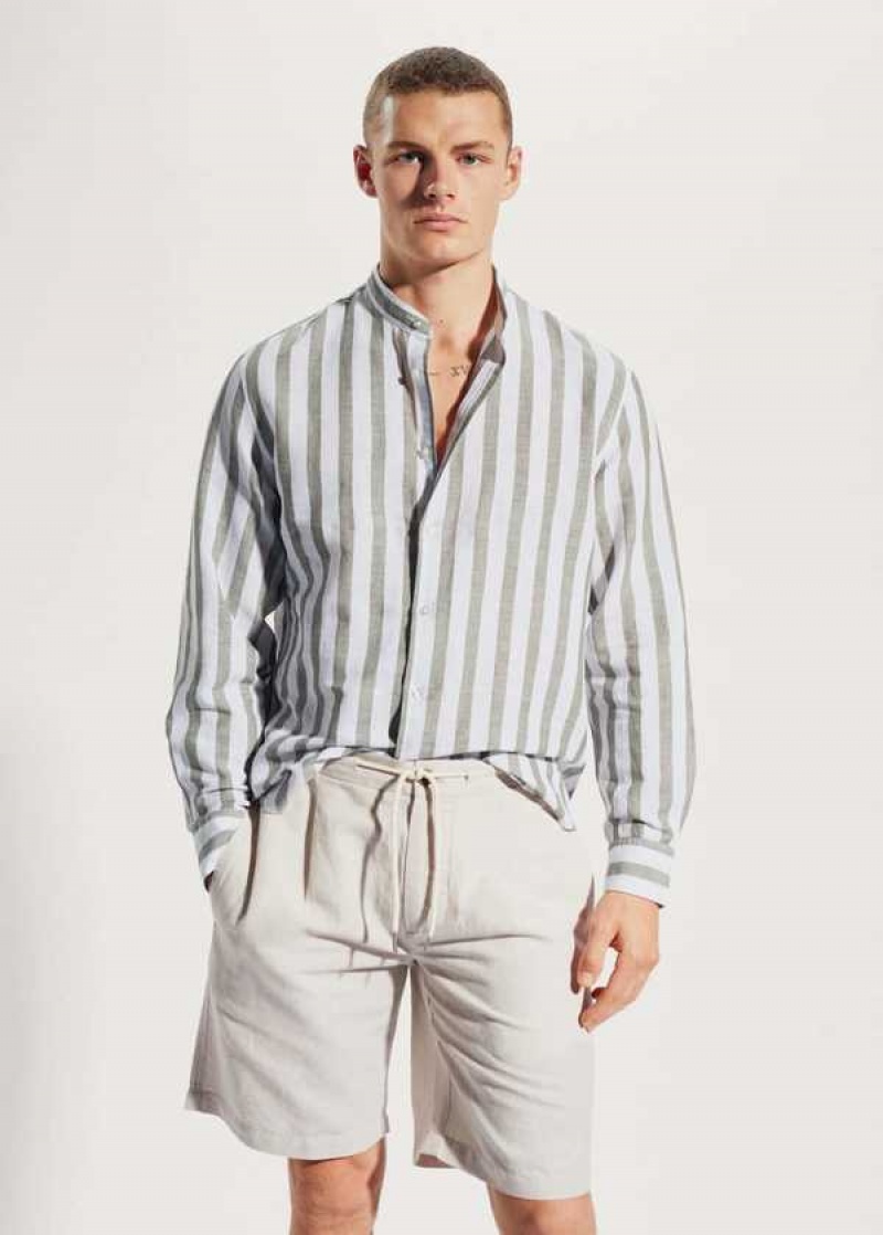 Mango Regular-fit Pruhovaný Linen Shirt | MNG-21999