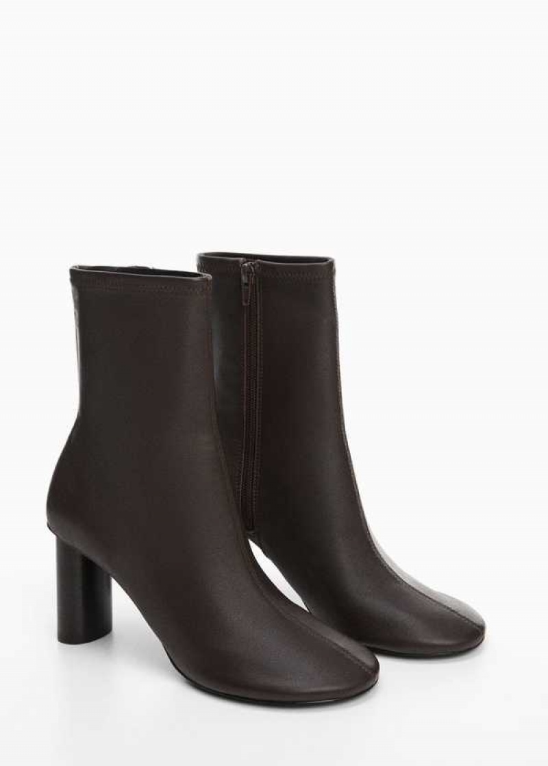 Mango Rounded Špicí Læder Ankle Boots | MNG-23372