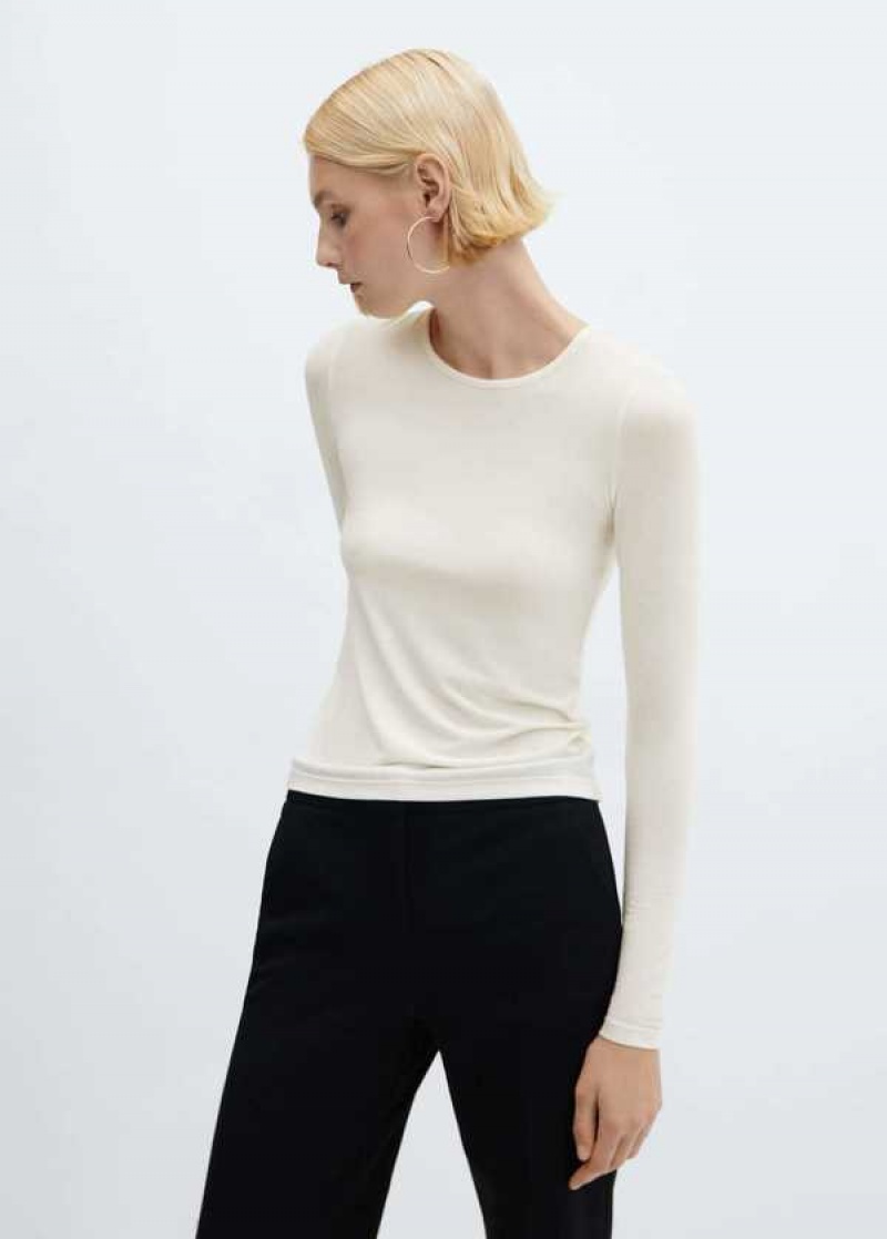 Mango Round-neck Pletené T-shirt | MNG-25135