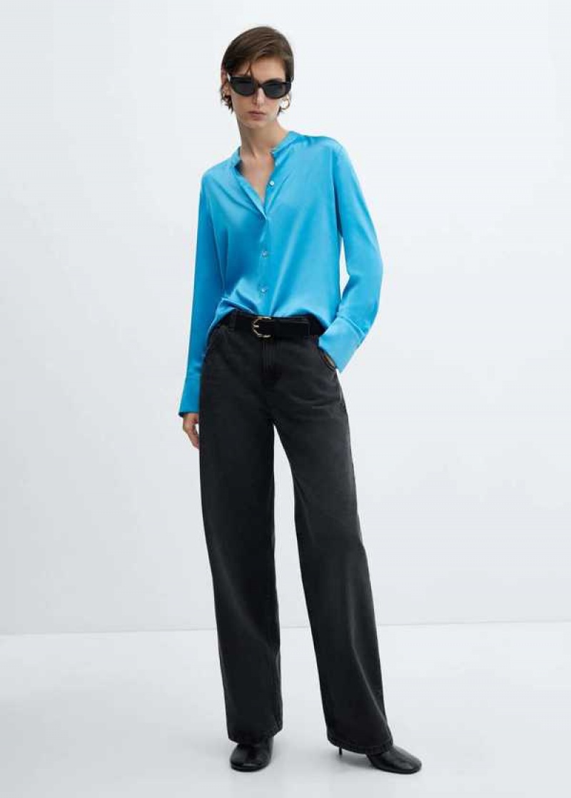 Mango Round-neck Satin Shirt | MNG-25245