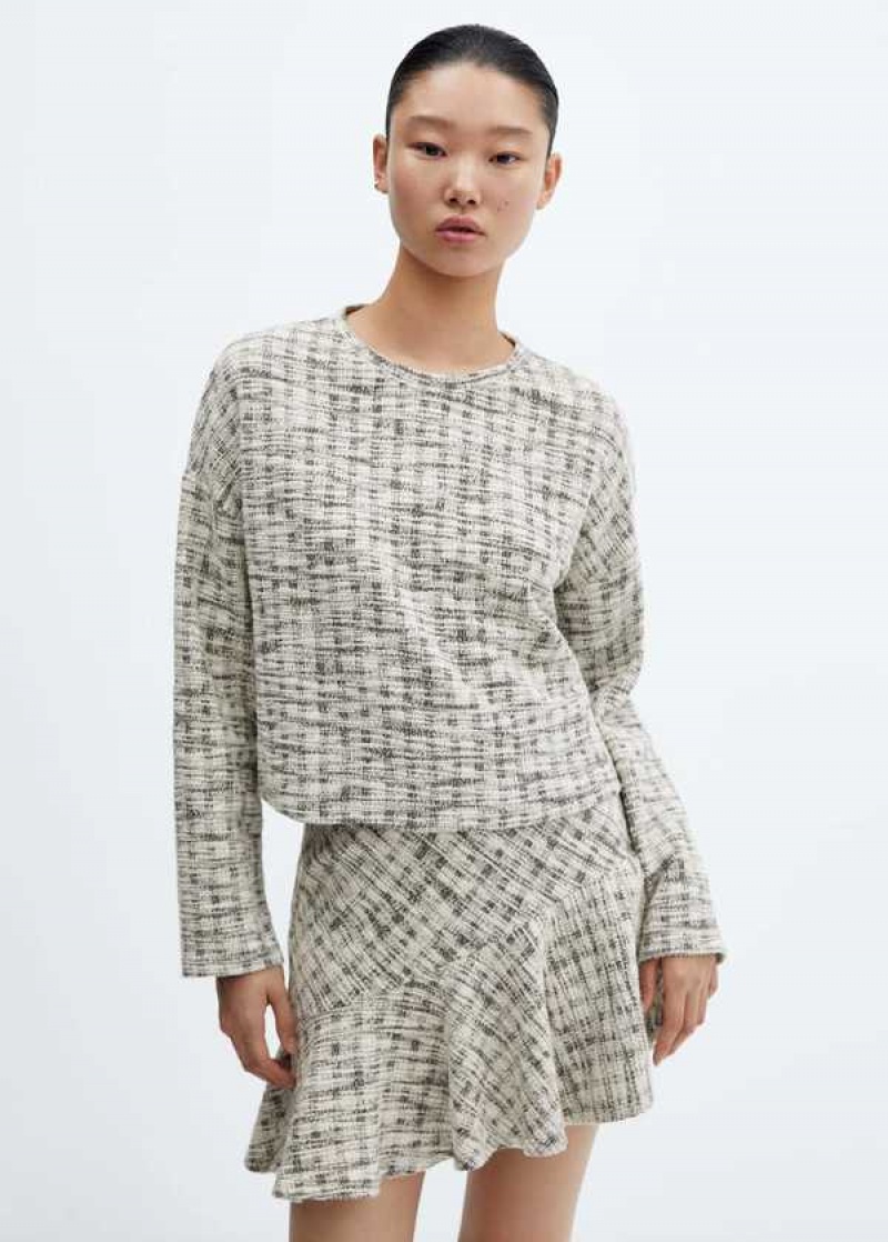 Mango Round-neck Tweed Svetrové | MNG-24645