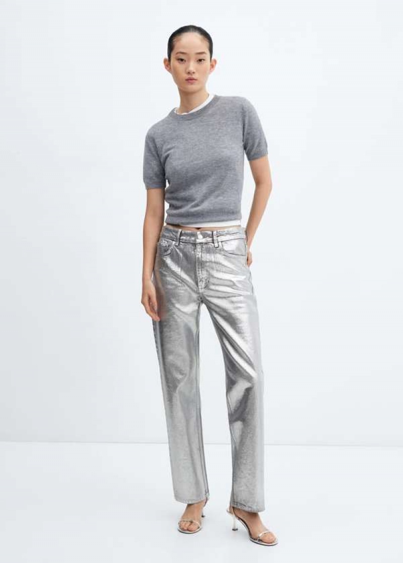 Mango Rovný Foil Jeans | MNG-23783