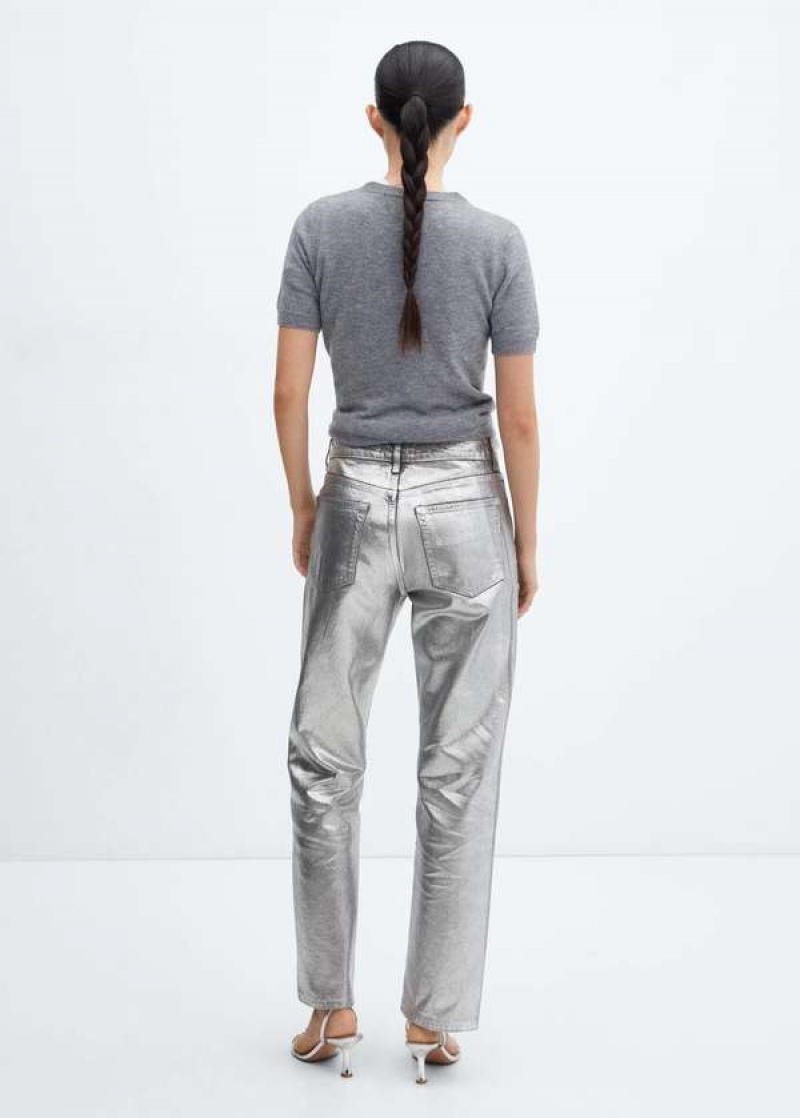 Mango Rovný Foil Jeans | MNG-23783