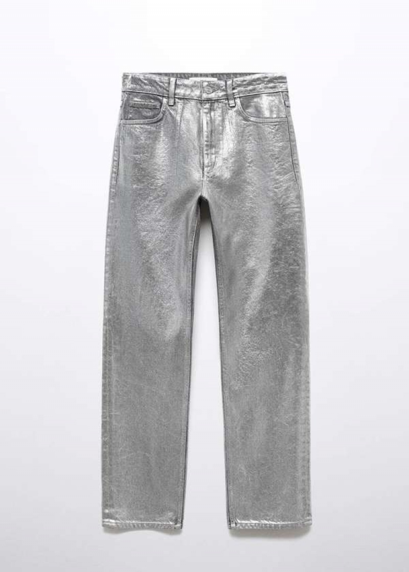 Mango Rovný Foil Jeans | MNG-23783