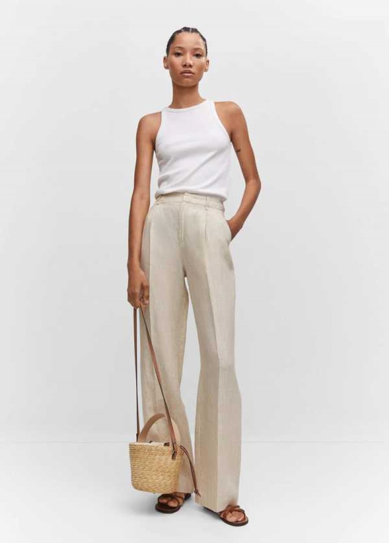 Mango Rovný Linen-blend Pants | MNG-24429