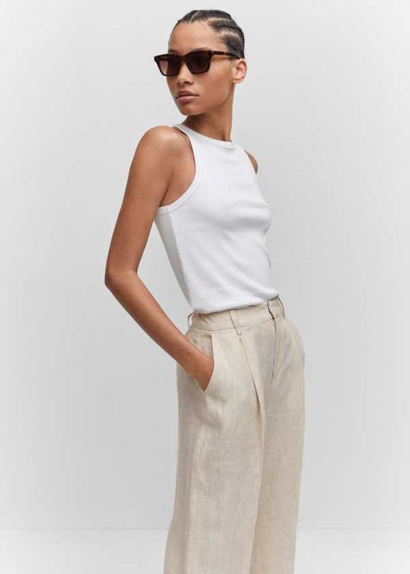 Mango Rovný Linen-blend Pants | MNG-24429