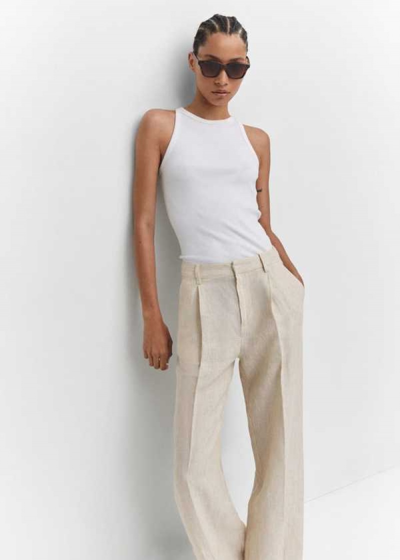 Mango Rovný Linen-blend Pants | MNG-24429