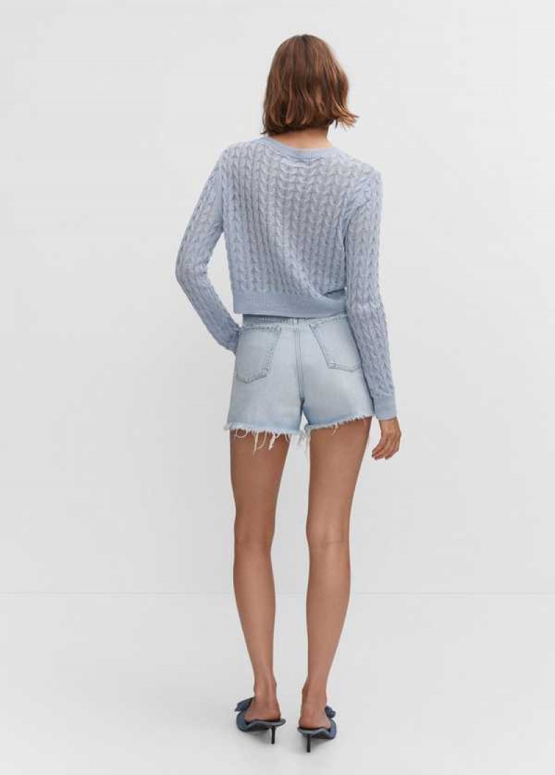 Mango Rovný Shorts With Frayed Hem | MNG-23887