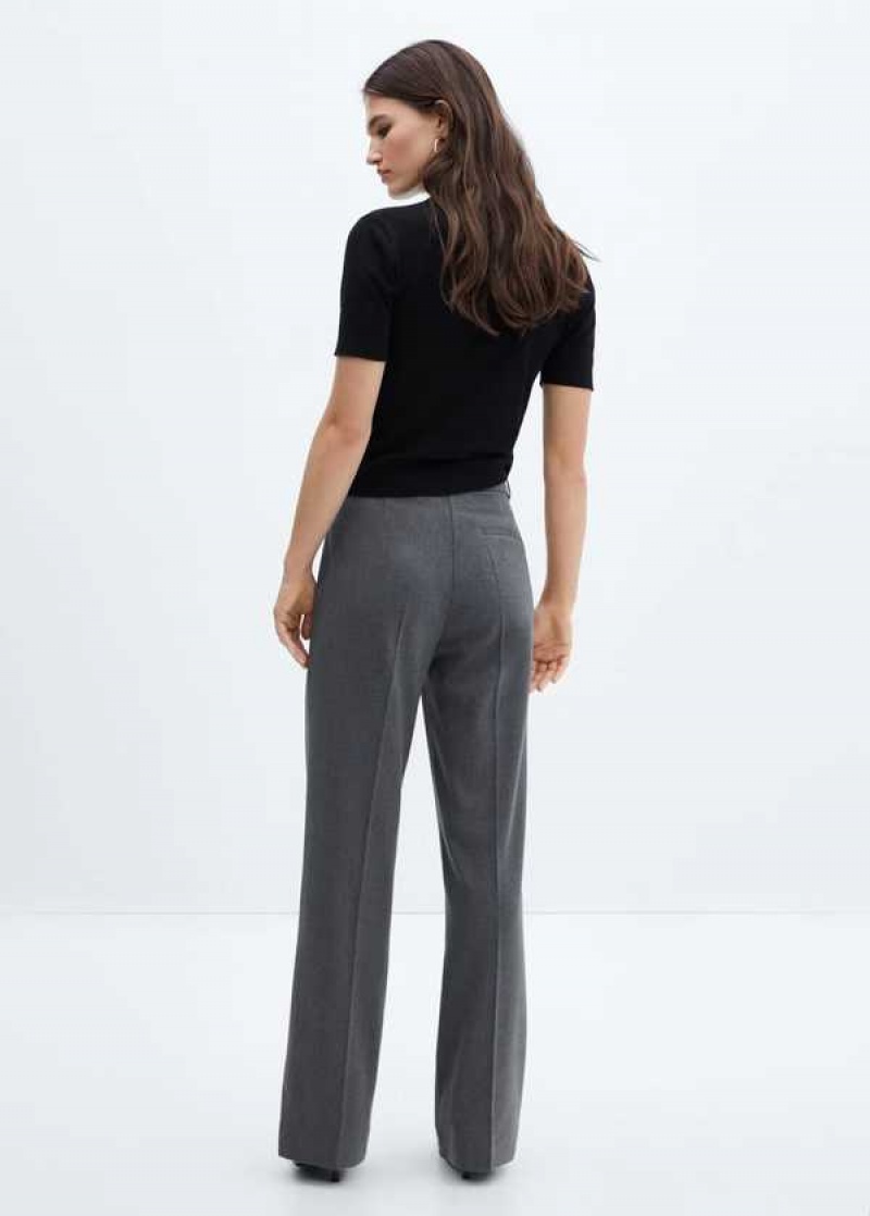 Mango Rovný Trousers With Side Button | MNG-24482