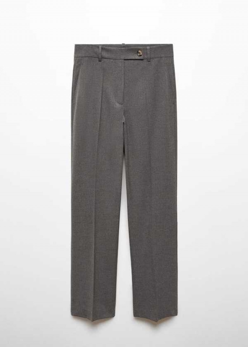 Mango Rovný Trousers With Side Button | MNG-24482