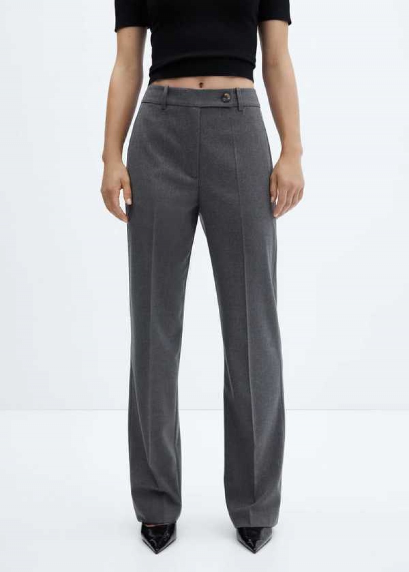 Mango Rovný Trousers With Side Button | MNG-24482